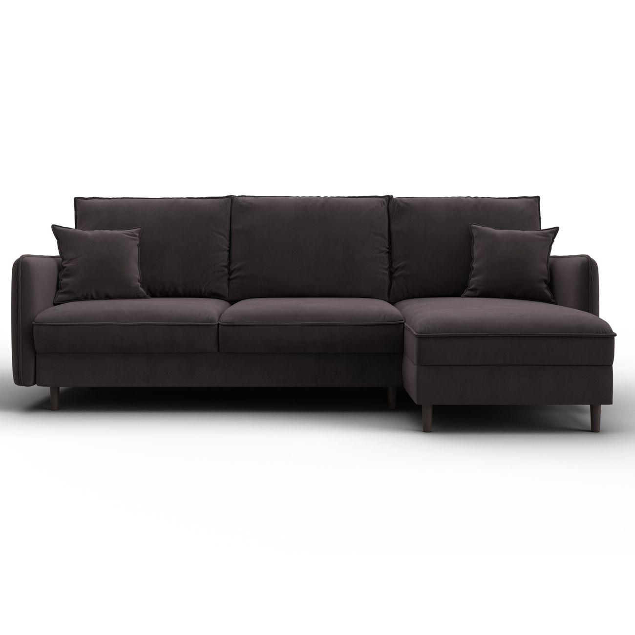 Диван Лига Диванов угловой Лига-064 НПБ, велюр SEVEN 727 коричневый