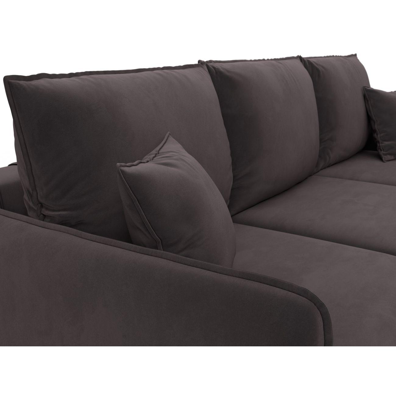 Диван Лига Диванов угловой Лига-064 НПБ, велюр SEVEN 727 коричневый