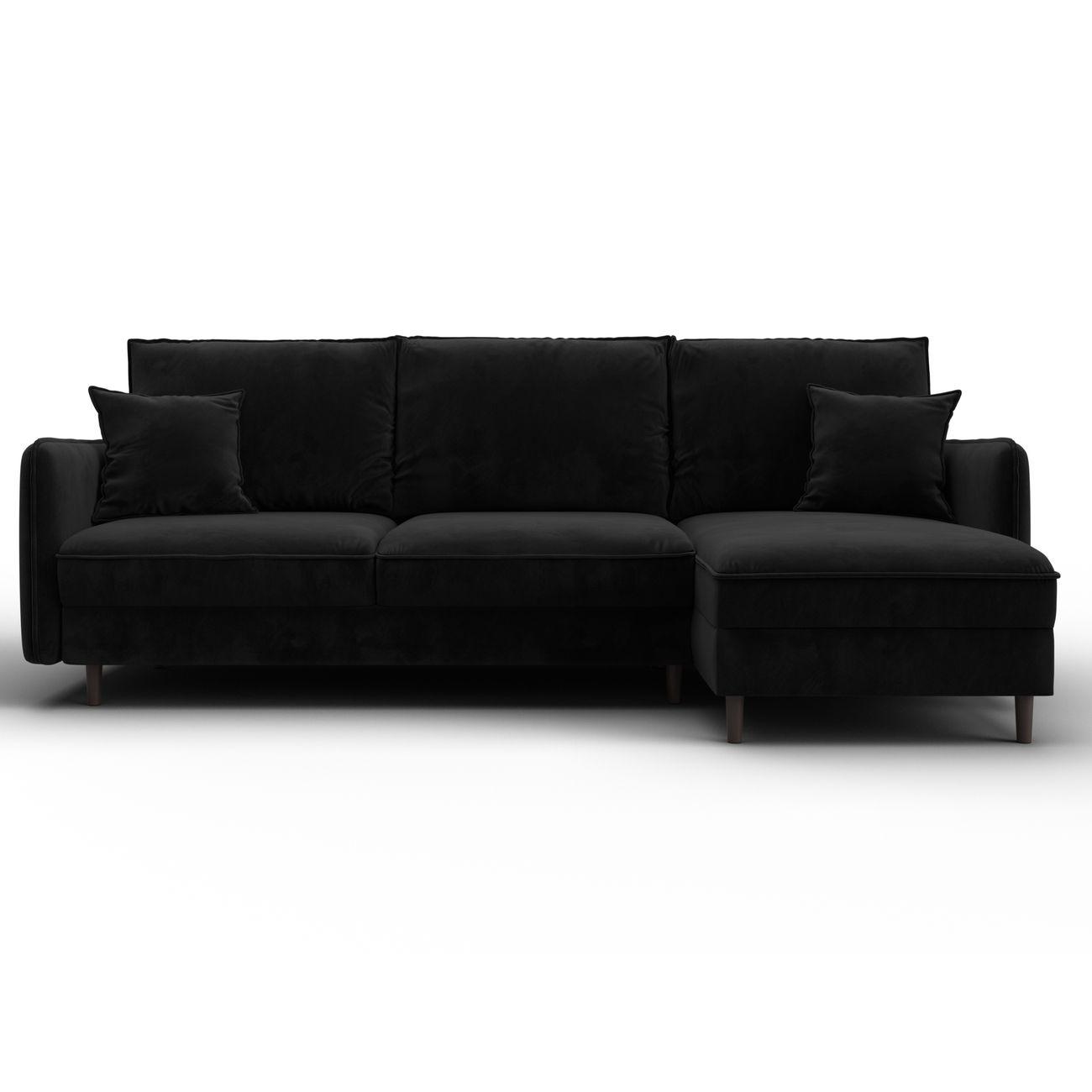 Диван Лига Диванов угловой Лига-064 НПБ, велюр SEVEN 35 черный