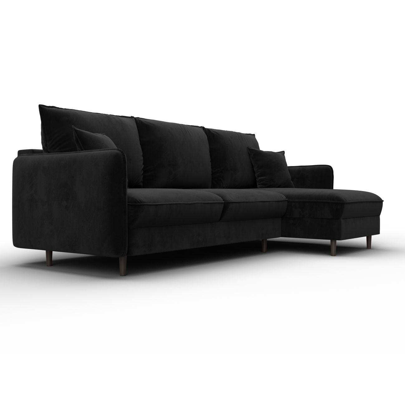 Диван Лига Диванов угловой Лига-064 НПБ, велюр SEVEN 35 черный