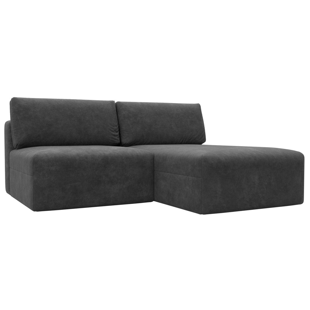 Диван Лига Диванов угловой Лига-060 НПБ, велюр BRUT 16 темно-серый