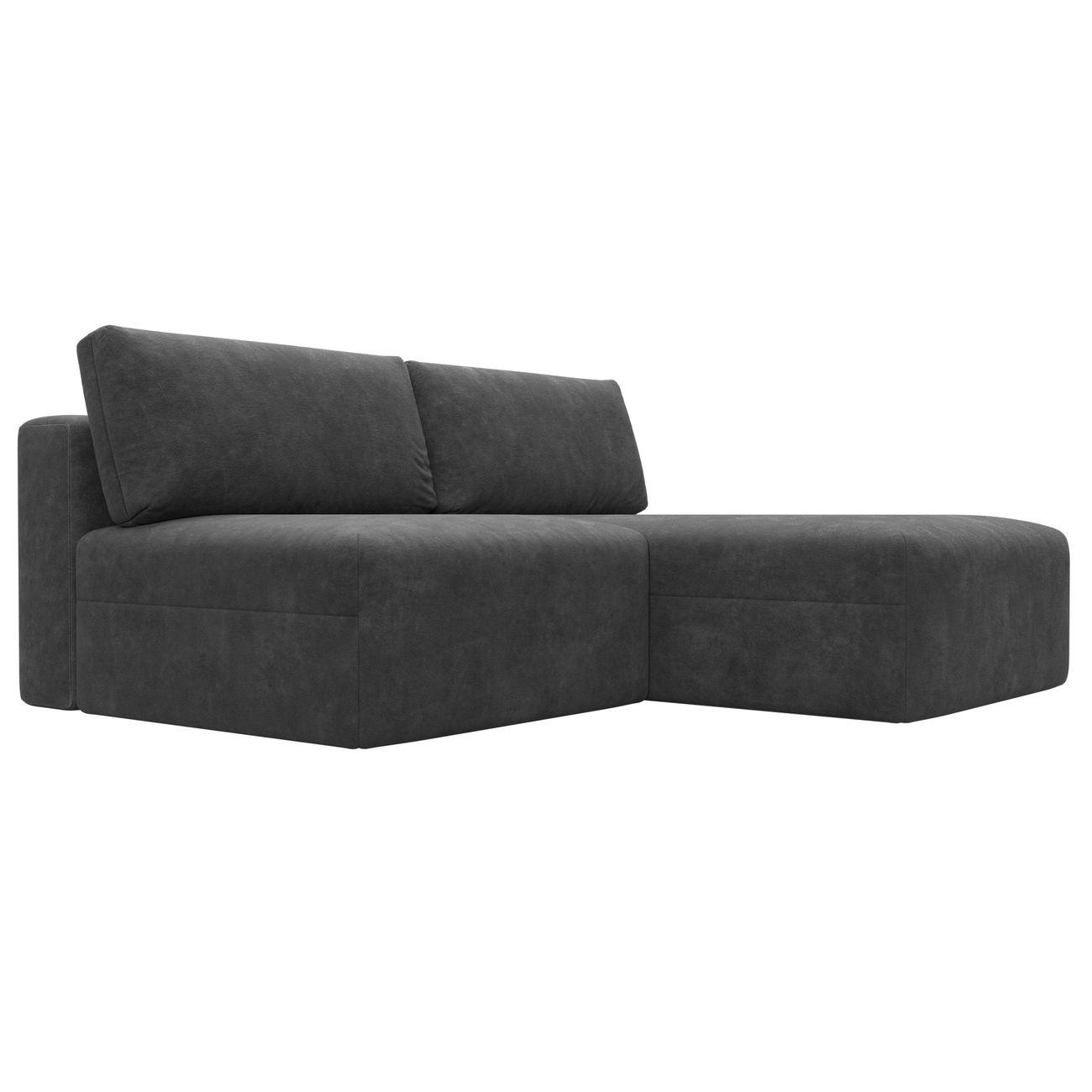 Диван Лига Диванов угловой Лига-060 НПБ, велюр BRUT 16 темно-серый