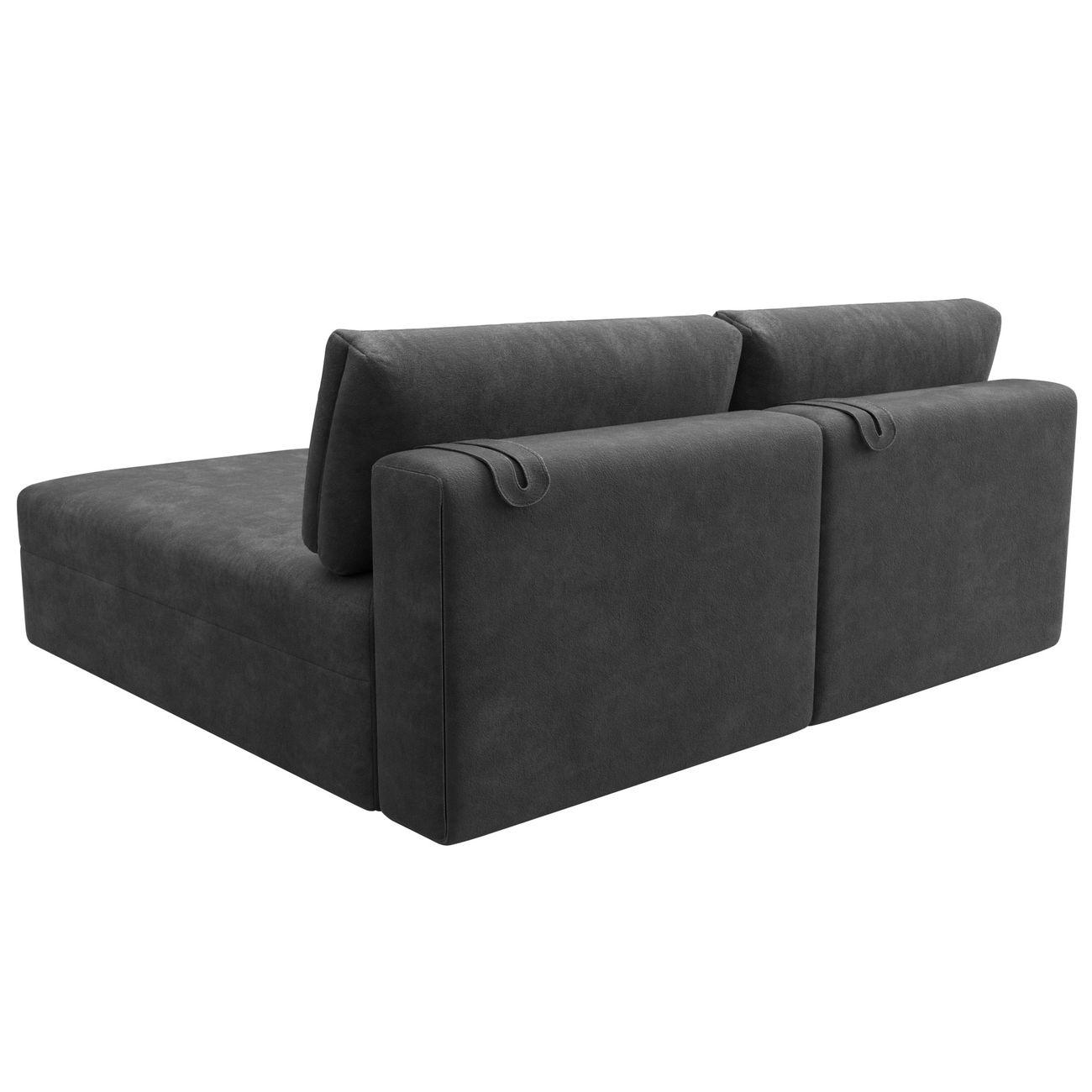 Диван Лига Диванов угловой Лига-060 НПБ, велюр BRUT 16 темно-серый