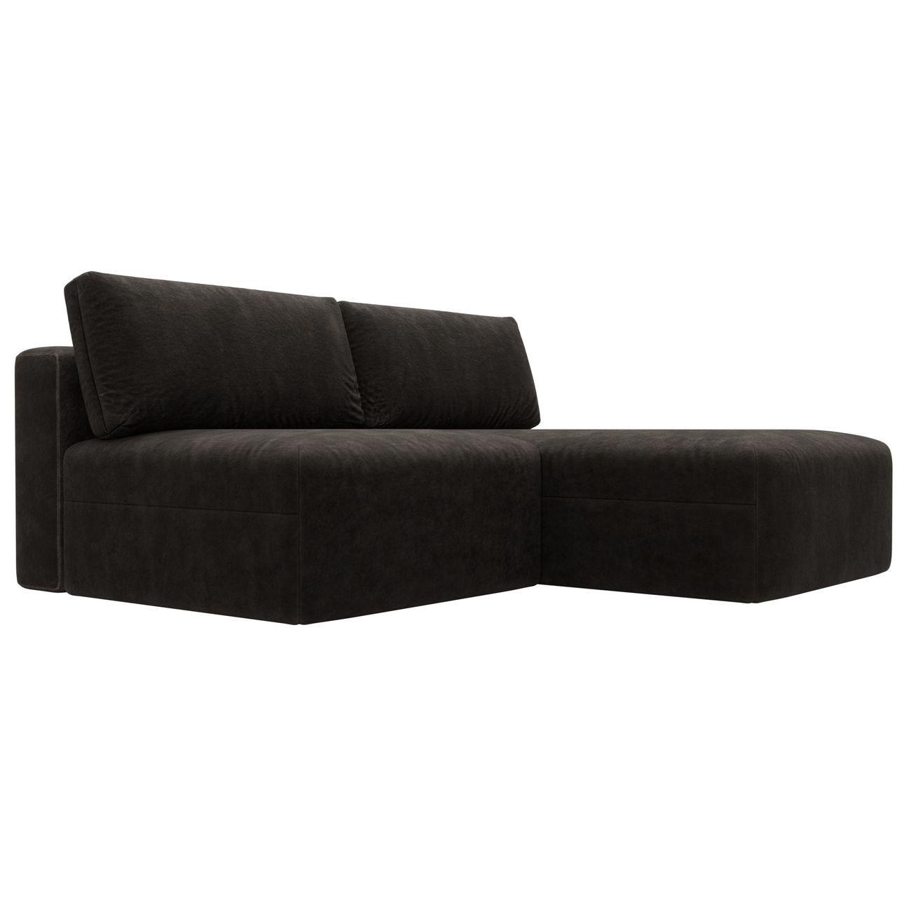 Диван Лига Диванов угловой Лига-060 НПБ, велюр BRUT 17 коричневый