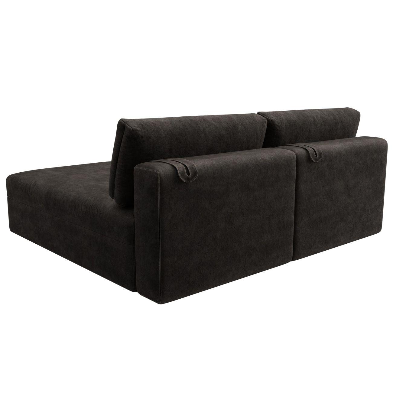 Диван Лига Диванов угловой Лига-060 НПБ, велюр BRUT 17 коричневый