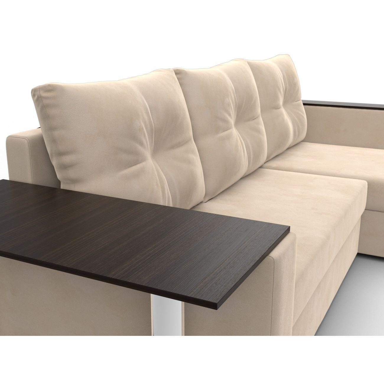 Диван Лига Диванов угловой Атланта со столом, велюр бежевый