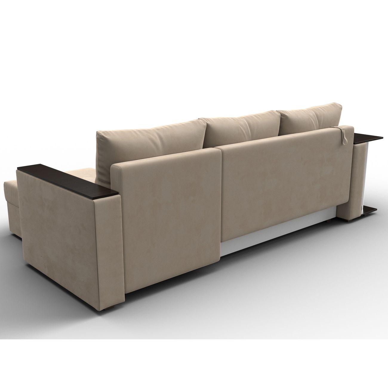 Диван Лига Диванов угловой Атланта со столом, велюр бежевый