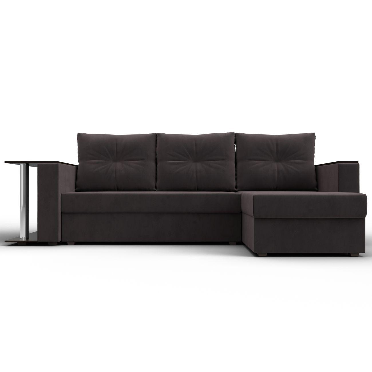 Диван Лига Диванов угловой Атланта со столом, велюр коричневый