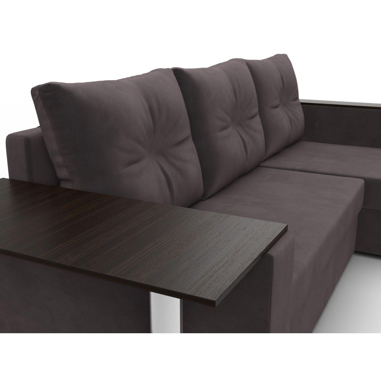 Диван Лига Диванов угловой Атланта со столом, велюр коричневый