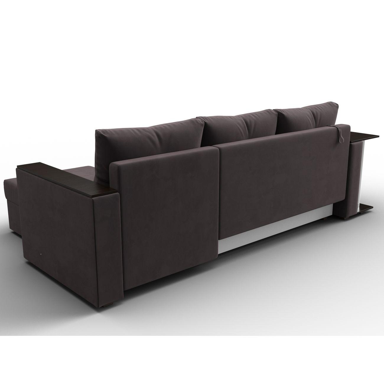 Диван Лига Диванов угловой Атланта со столом, велюр коричневый