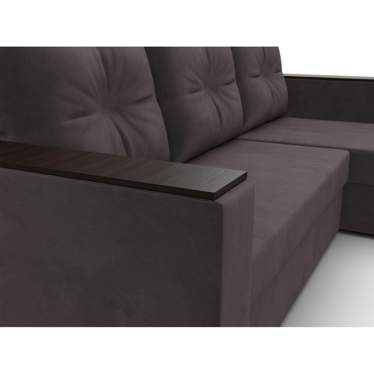 Диван Лига Диванов угловой Атланта без стола, велюр коричневый