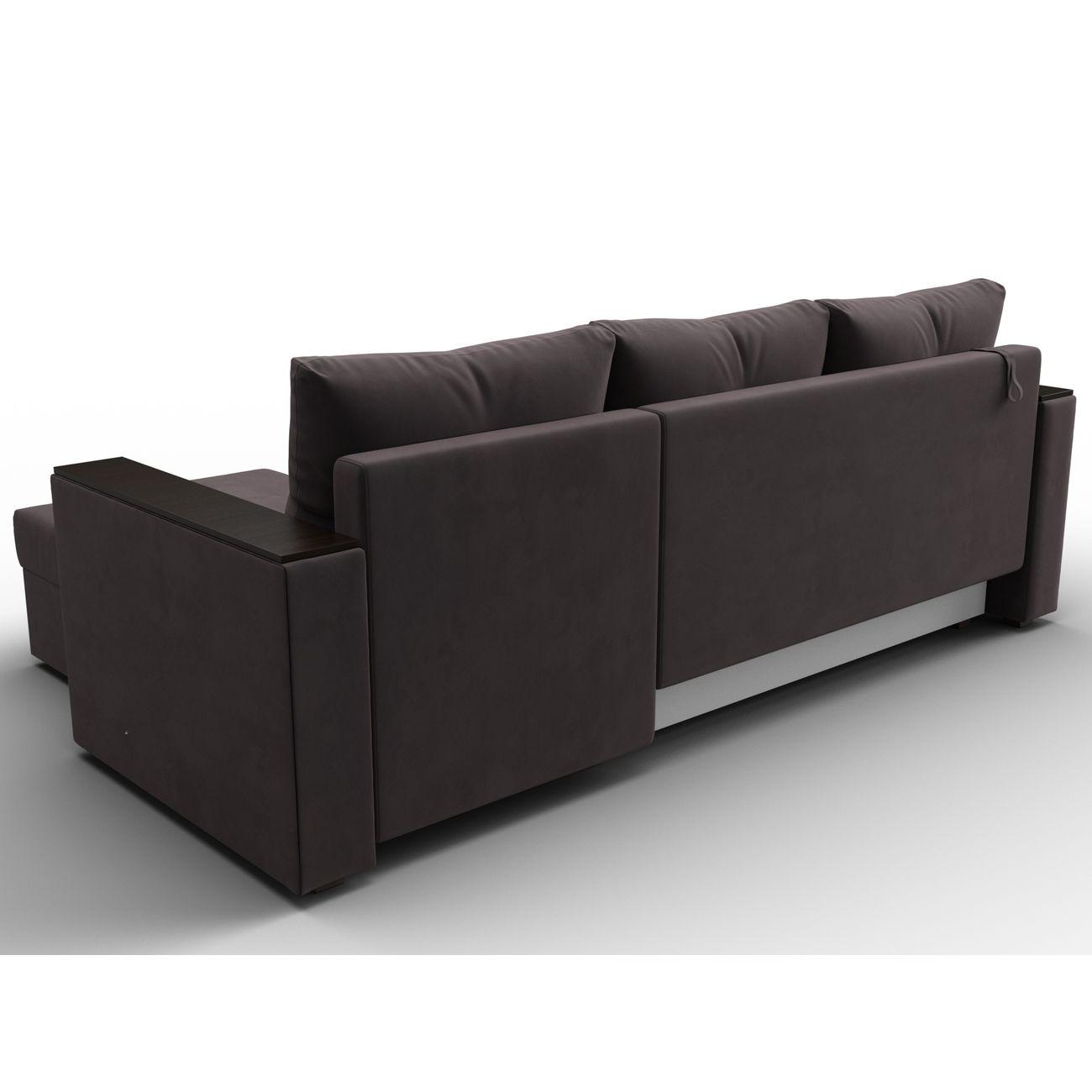 Диван Лига Диванов угловой Атланта без стола, велюр коричневый