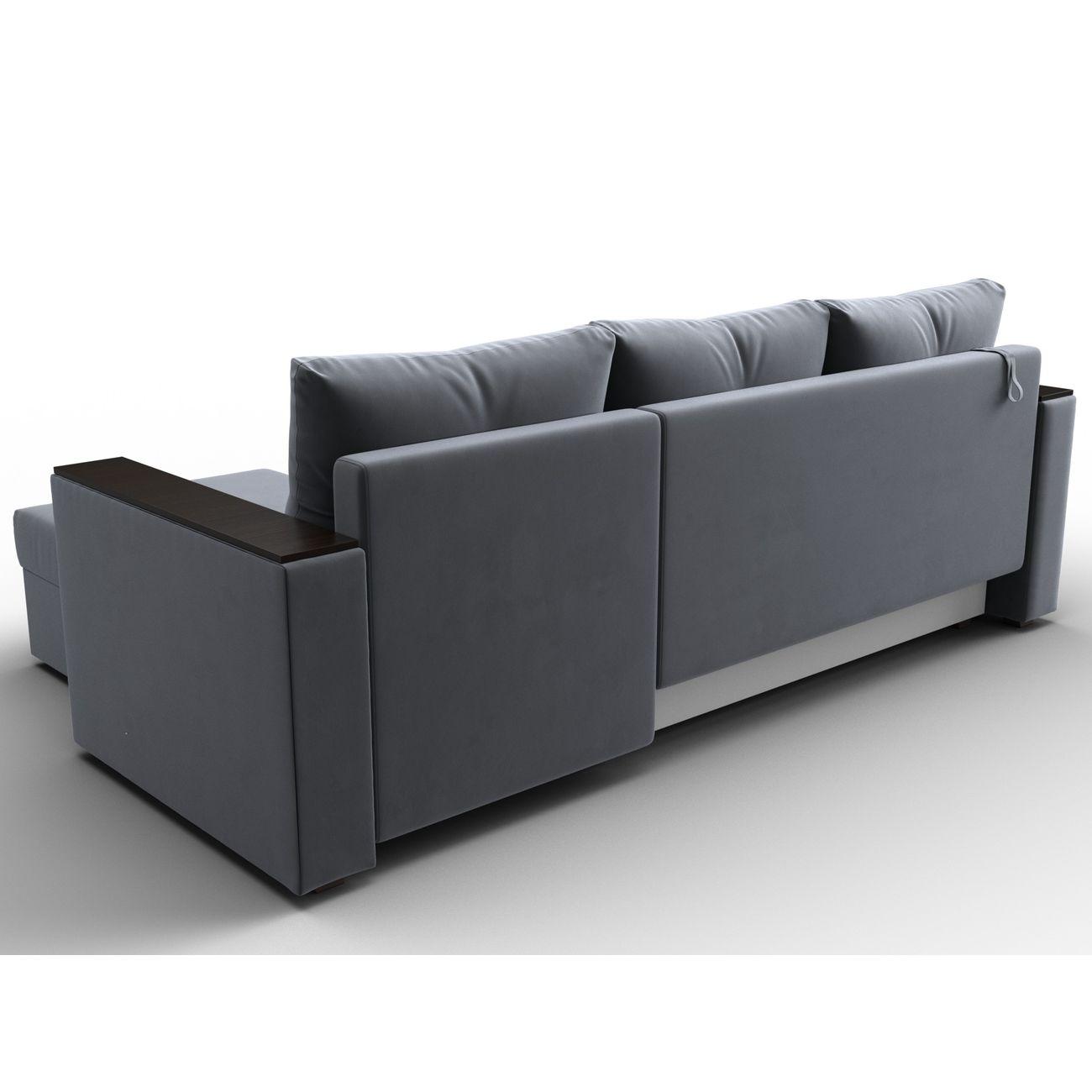 Диван Лига Диванов Атланта без стола универсальный угол, велюр серый