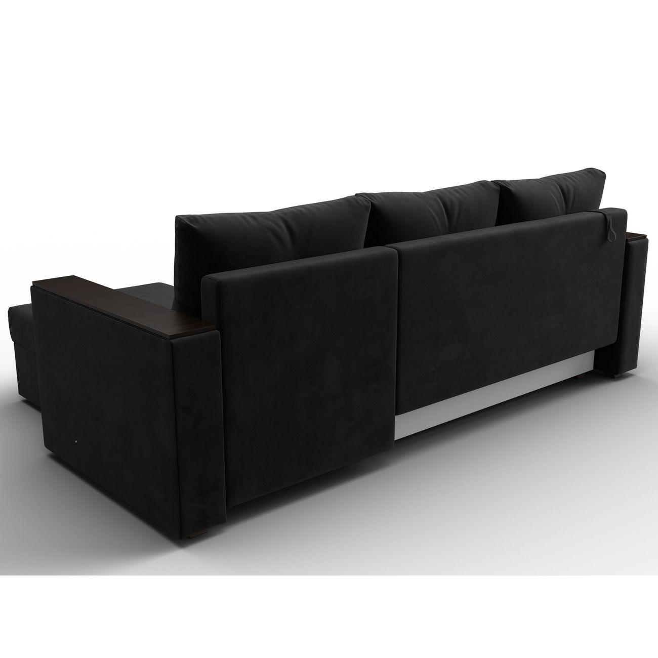 Диван Лига Диванов угловой Атланта без стола, велюр черный