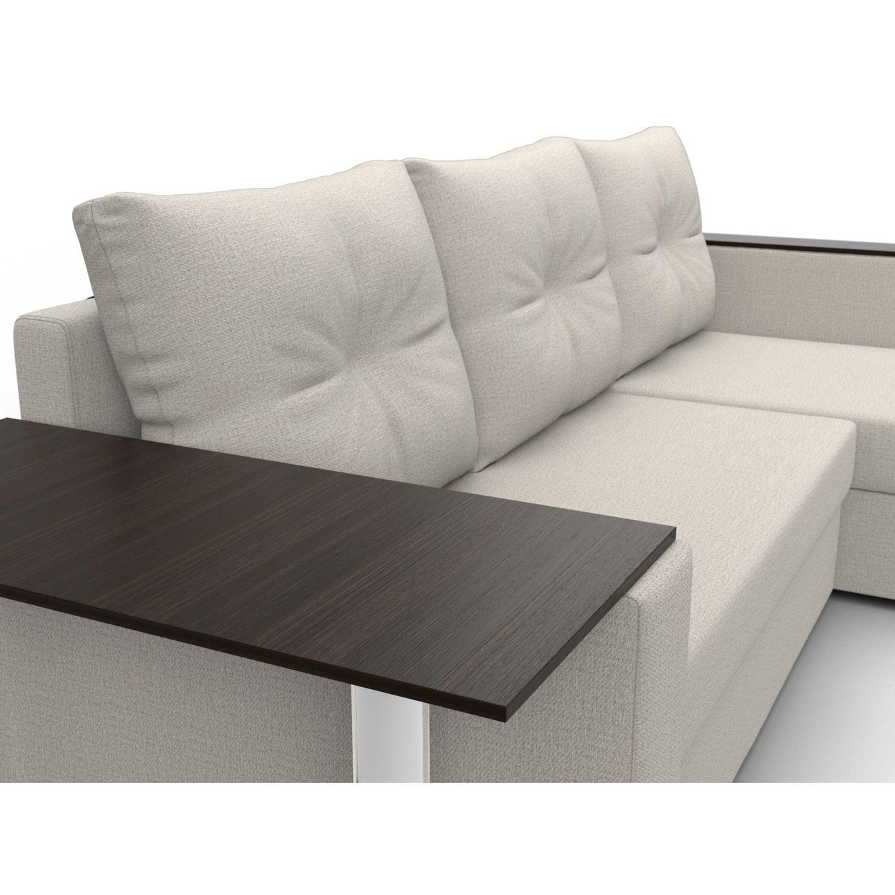 Диван угловой Лига Диванов Атланта со столом, рогожка Амур бежевый