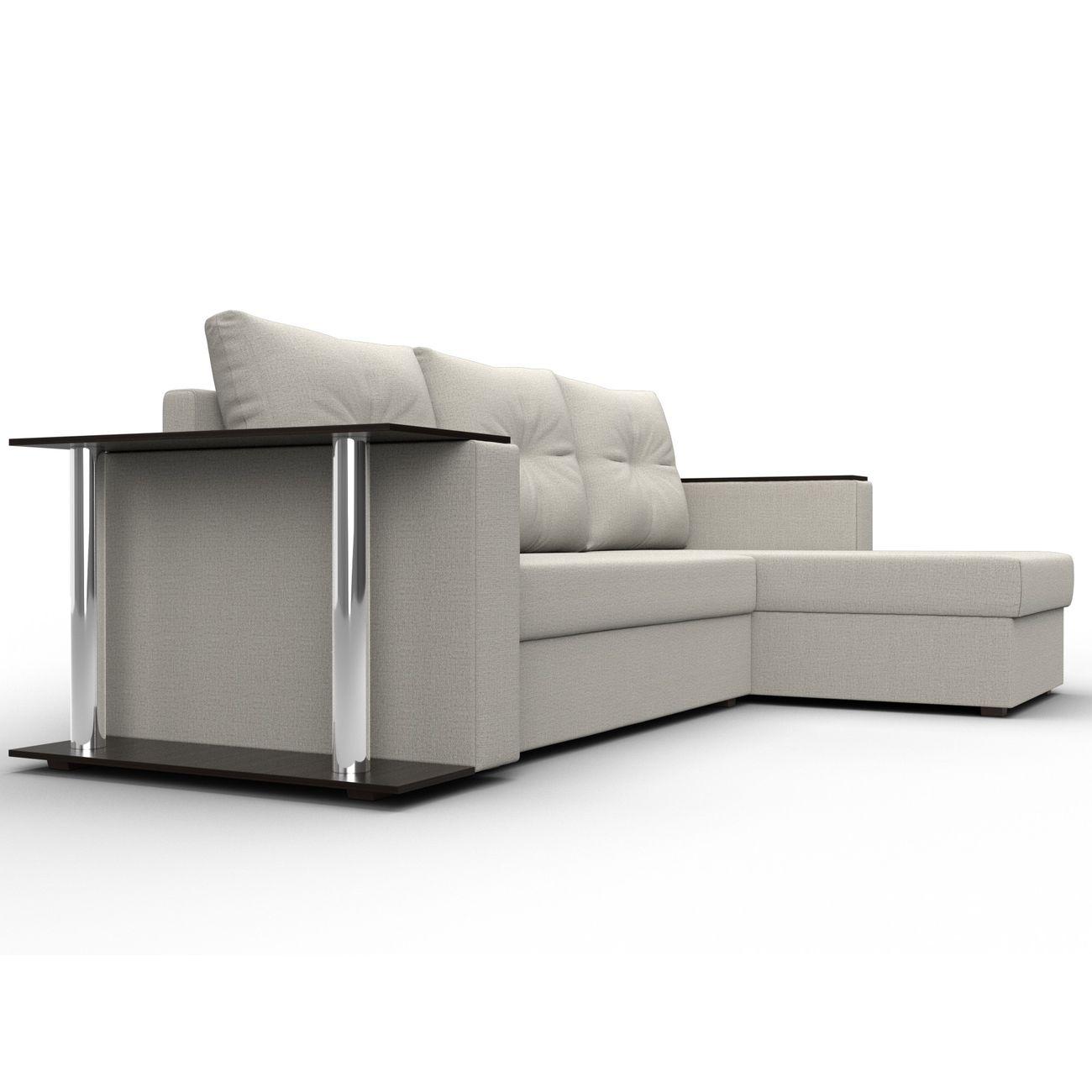 Диван угловой Лига Диванов Атланта со столом, рогожка Амур бежевый