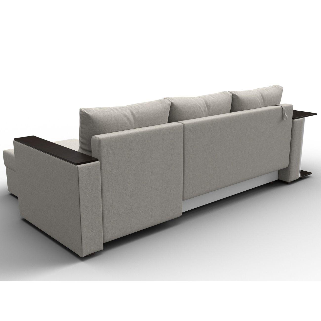 Диван угловой Лига Диванов Атланта со столом, рогожка Амур бежевый