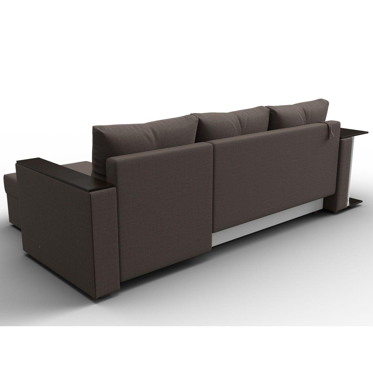 Диван угловой Лига Диванов Атланта со столом, рогожка Амур коричневый