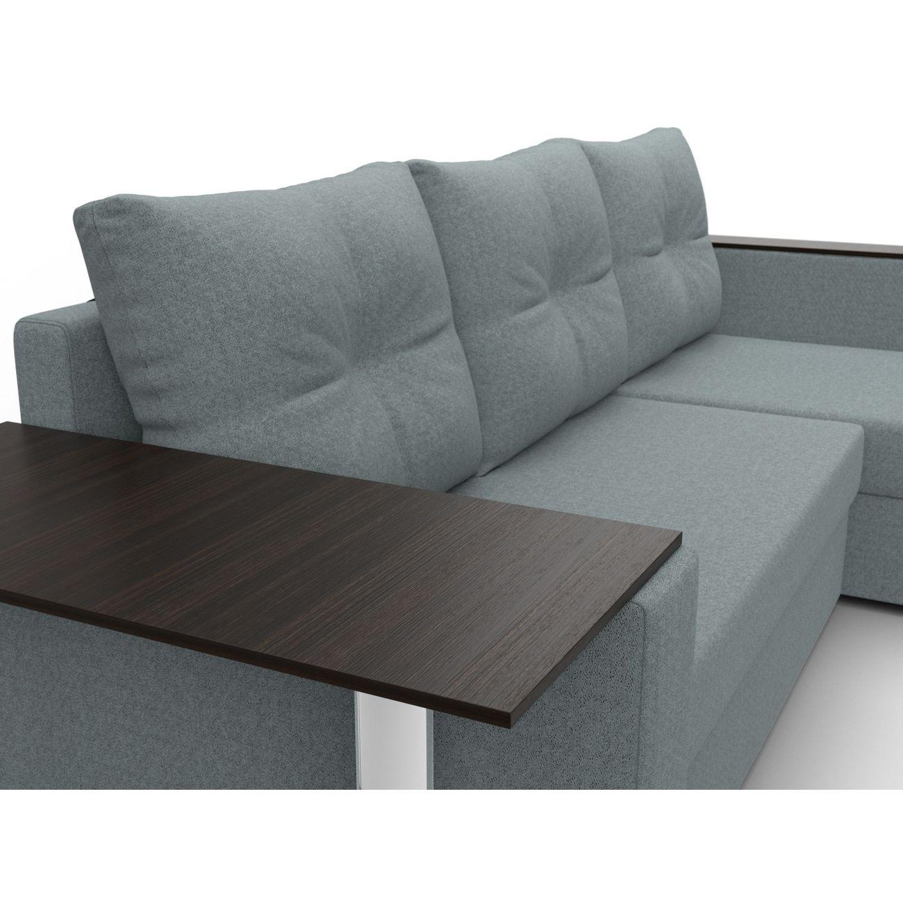 Диван угловой Лига Диванов Атланта со столом, рогожка Амур серый