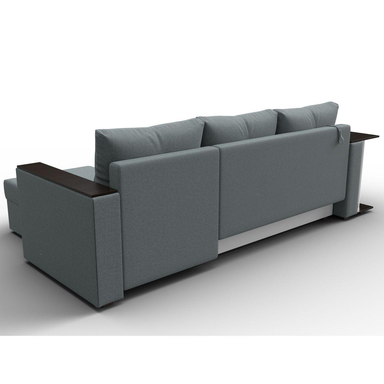 Диван угловой Лига Диванов Атланта со столом, рогожка Амур серый