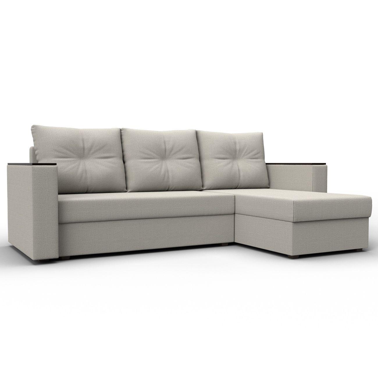 Диван Лига Диванов угловой Атланта без стола, рогожка Амур бежевый