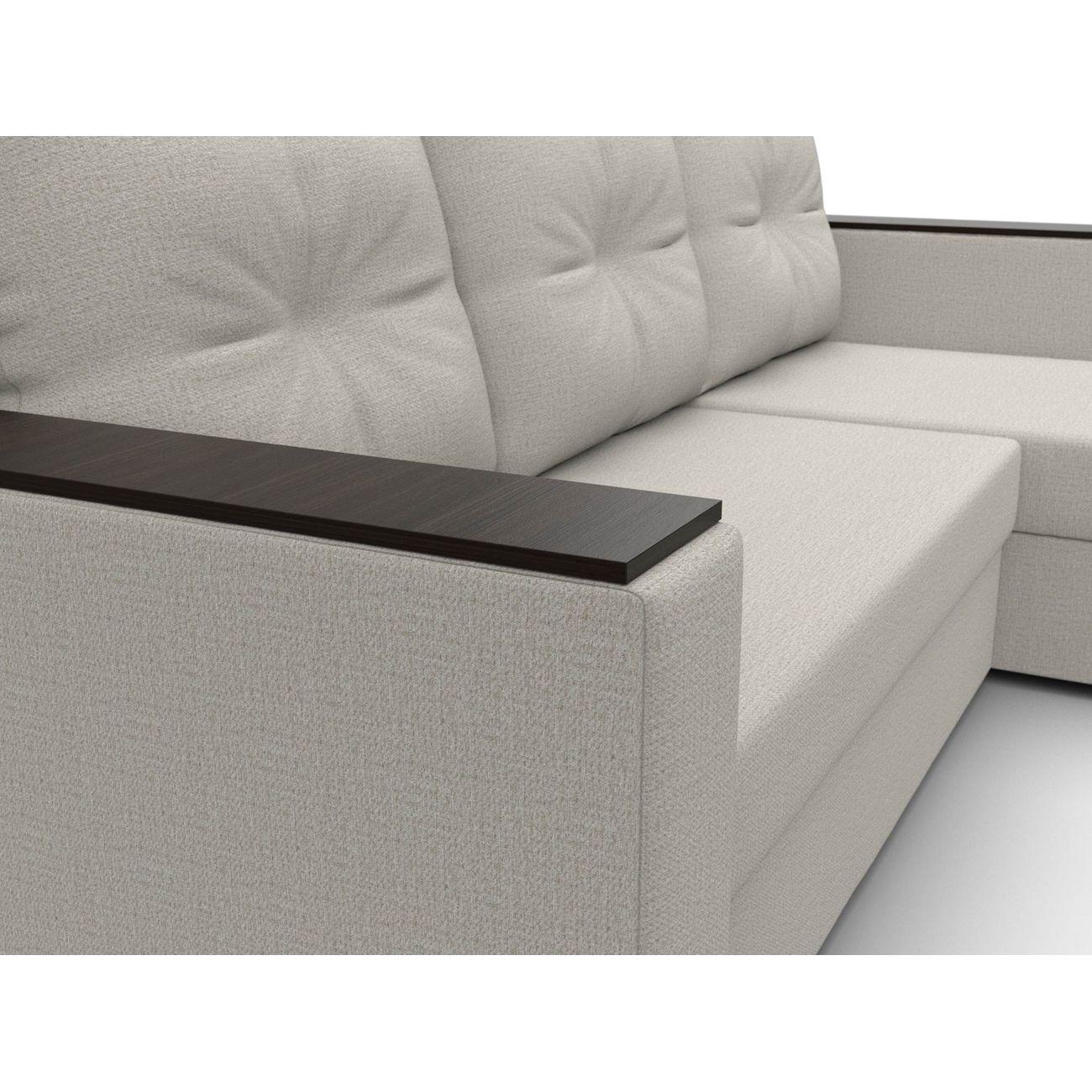 Диван Лига Диванов угловой Атланта без стола, рогожка Амур бежевый