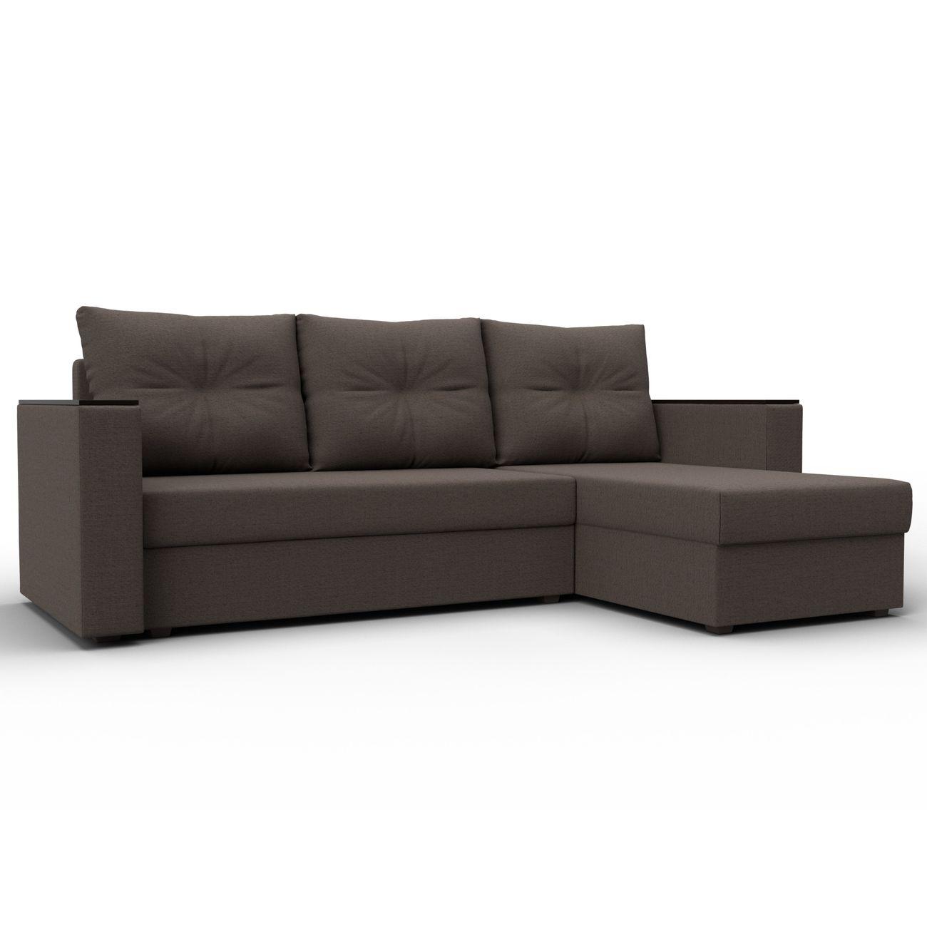 Диван Лига Диванов угловой Атланта без стола рогожка Амур коричневый