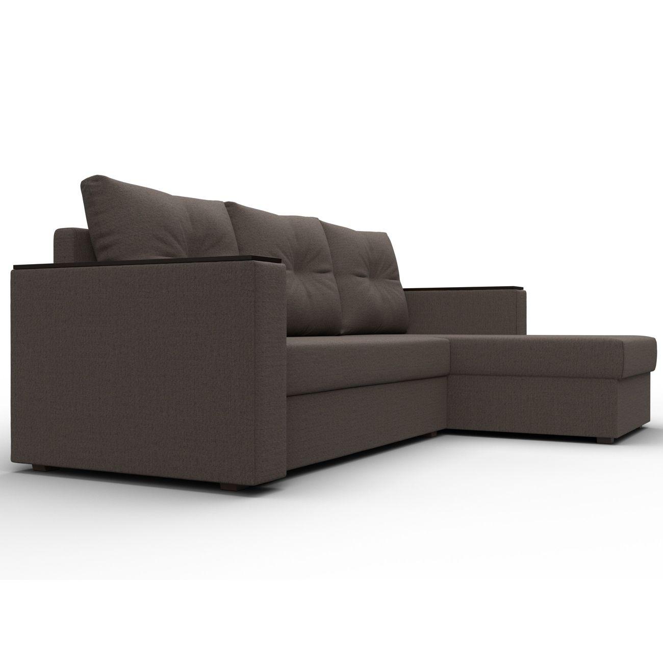 Диван Лига Диванов угловой Атланта без стола рогожка Амур коричневый