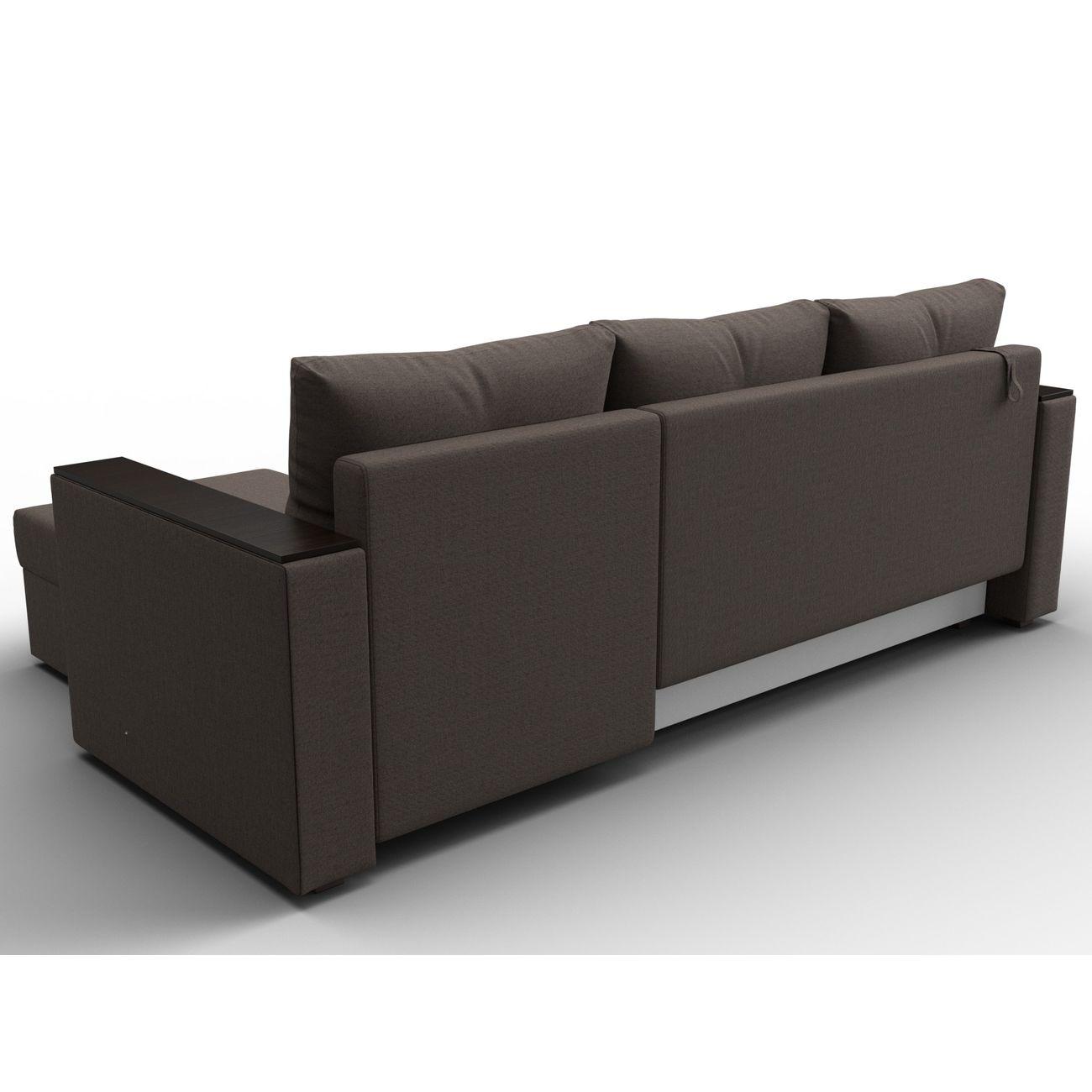 Диван Лига Диванов угловой Атланта без стола рогожка Амур коричневый