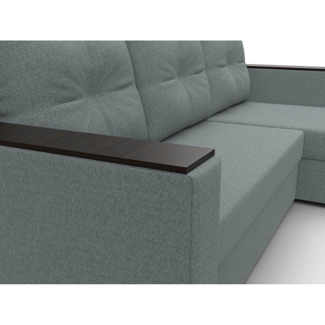 Диван Лига Диванов угловой Атланта без стола, рогожка Амур серый