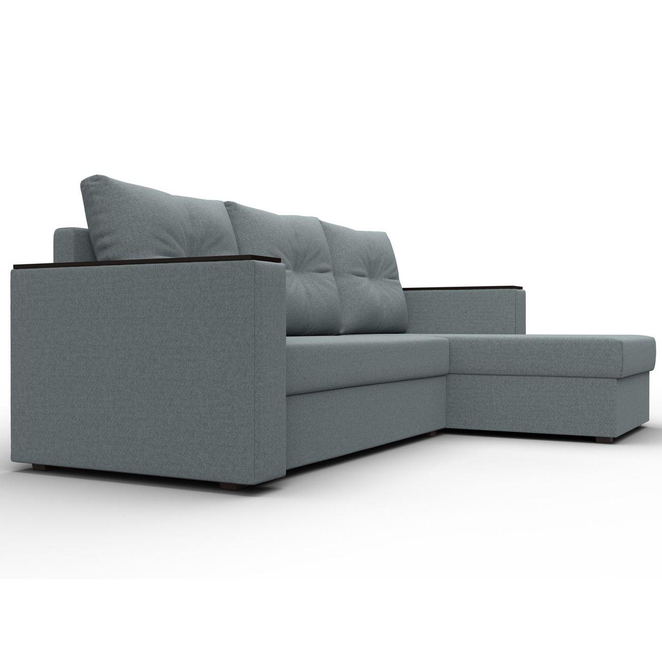 Диван Лига Диванов угловой Атланта без стола, рогожка Амур серый