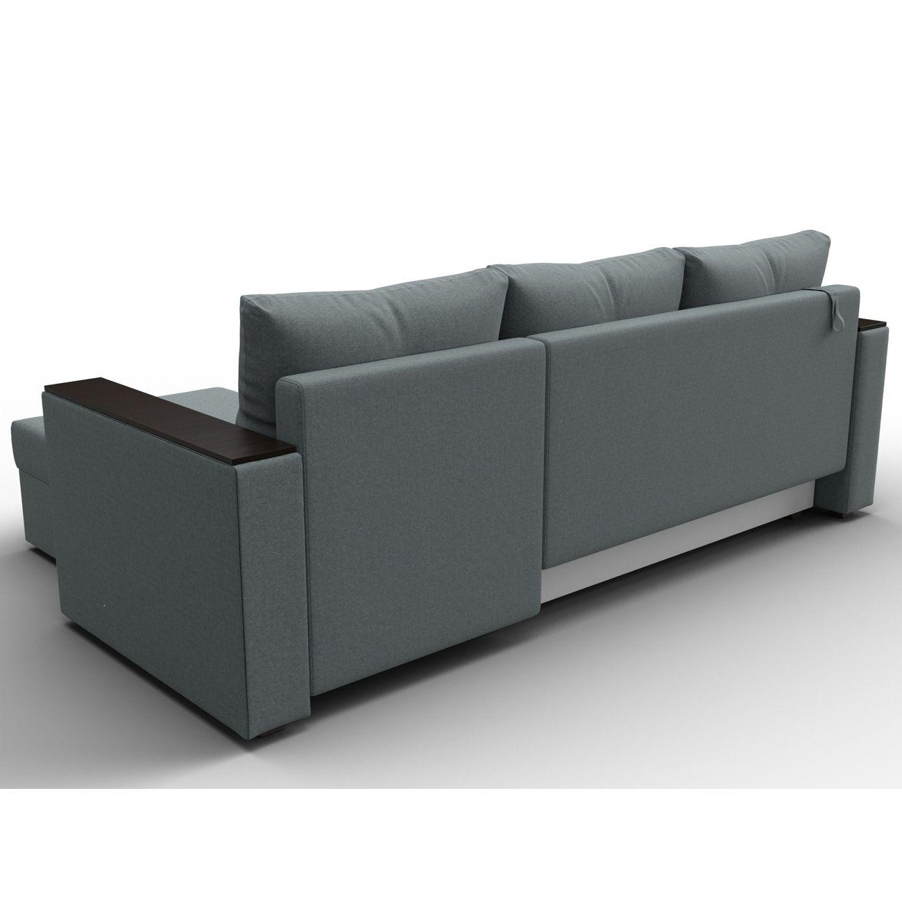 Диван Лига Диванов угловой Атланта без стола, рогожка Амур серый