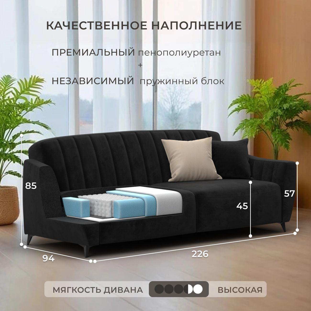 Диван Лига Диванов Лига-095 НПБ, велюр SEVEN 35 черный