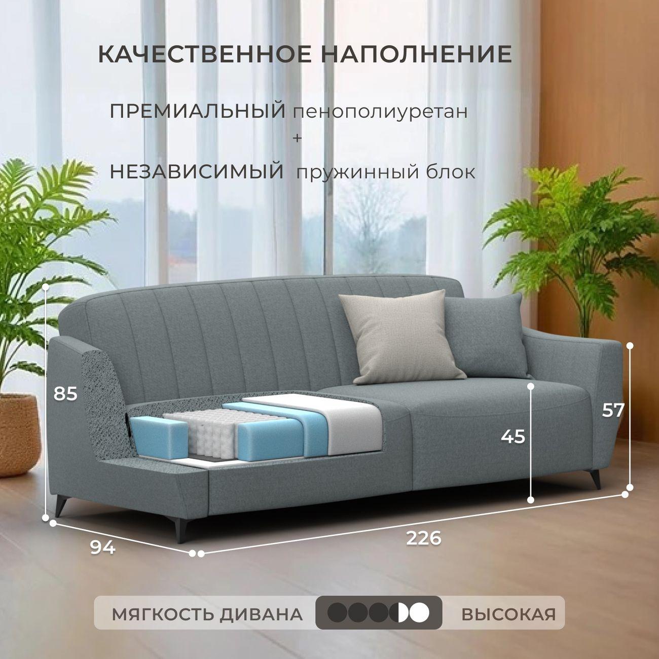 Диван Лига Диванов Лига-095 НПБ, рогожка Амур 07 серый