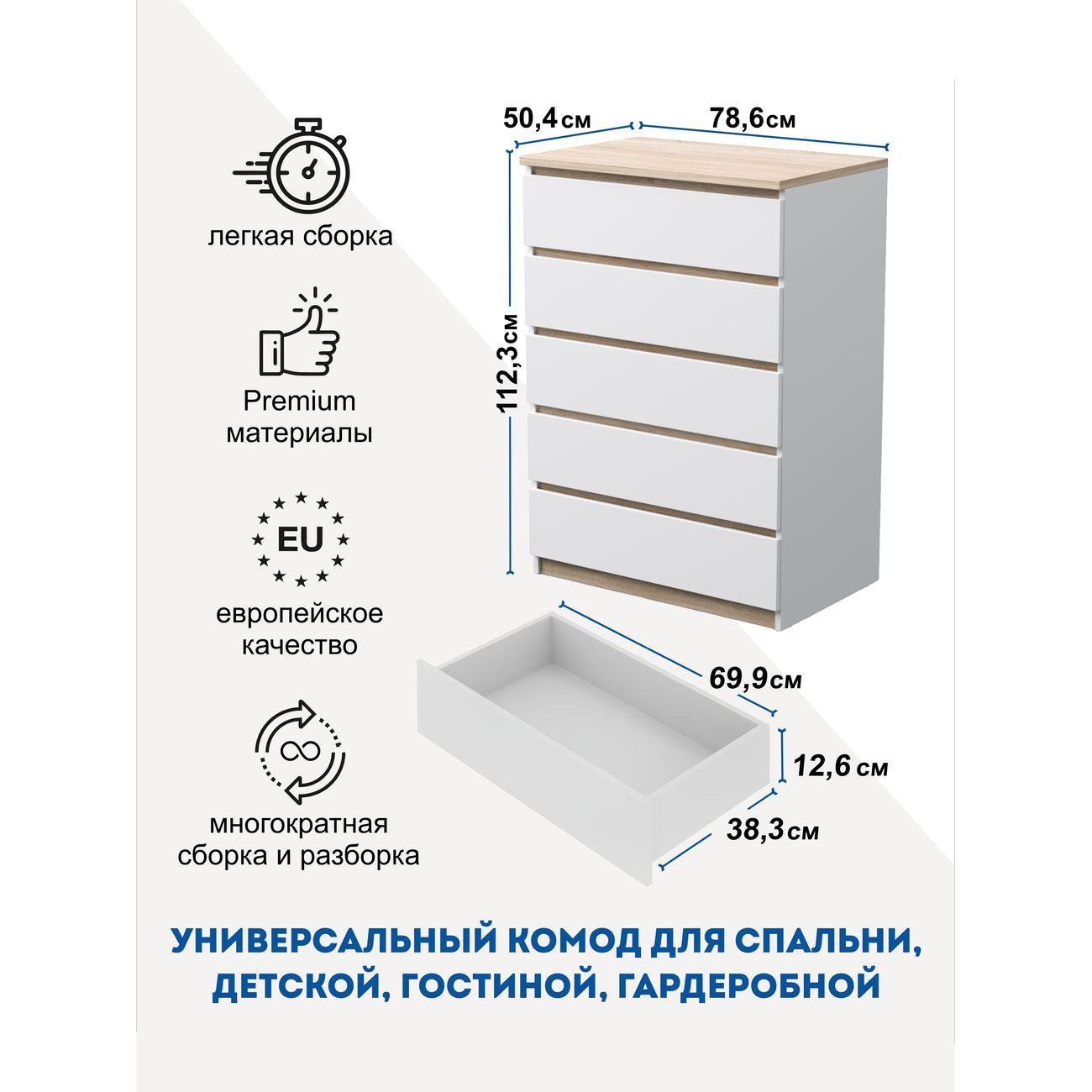 Комод LAZURIT мебель белый/сонома Ketrin 7907.д0.03у