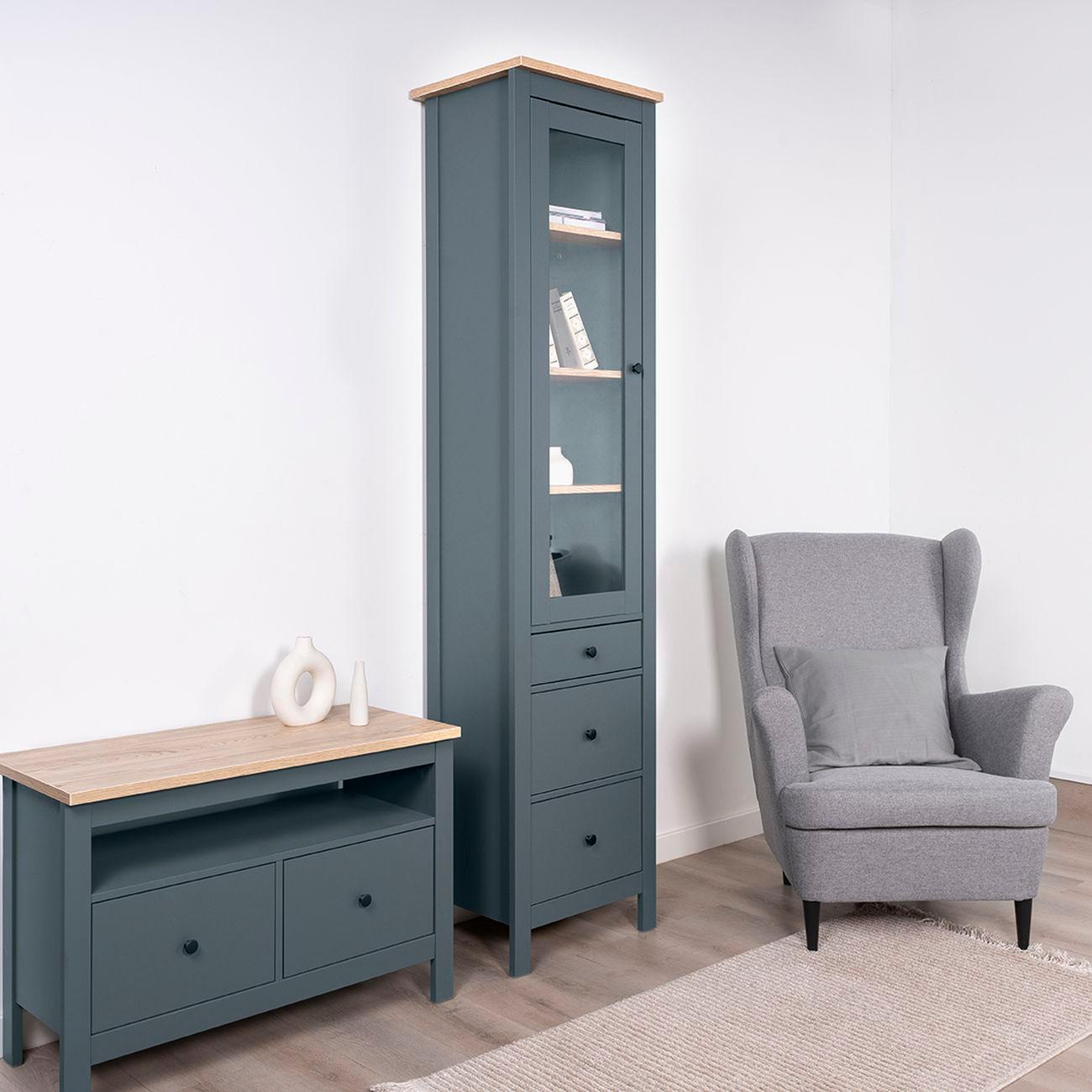 Шкаф Гуд Лакк 2.08.07.120.16 САГА 50 темно-бирюзовый/ясень