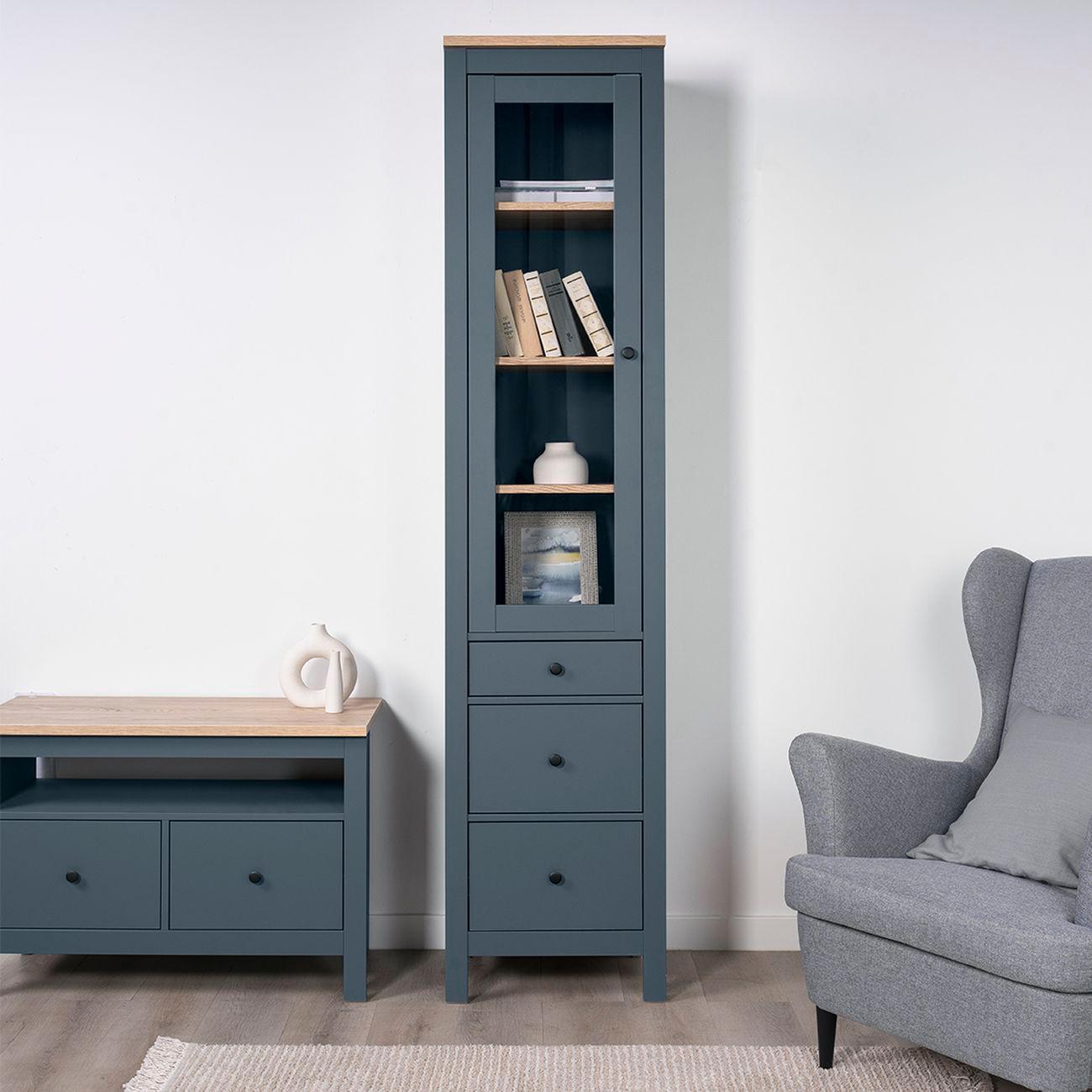 Шкаф Гуд Лакк 2.08.07.120.16 САГА 50 темно-бирюзовый/ясень