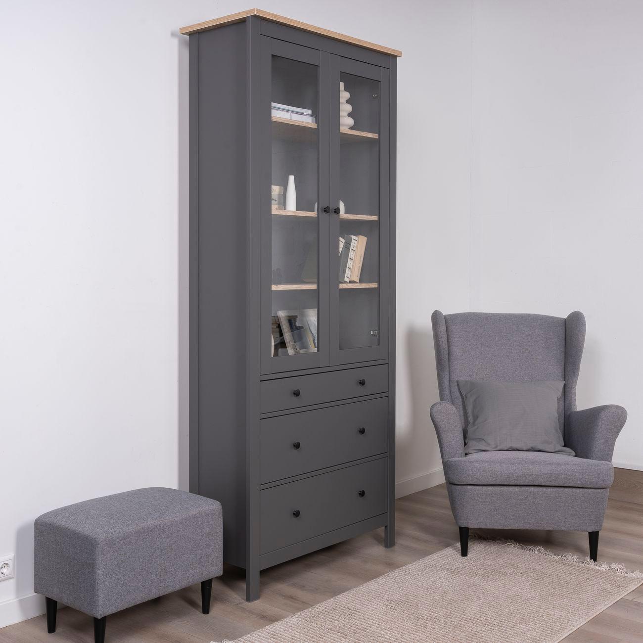 Шкаф Гуд Лакк 2.08.07.130.15 САГА 90 серый/ясень