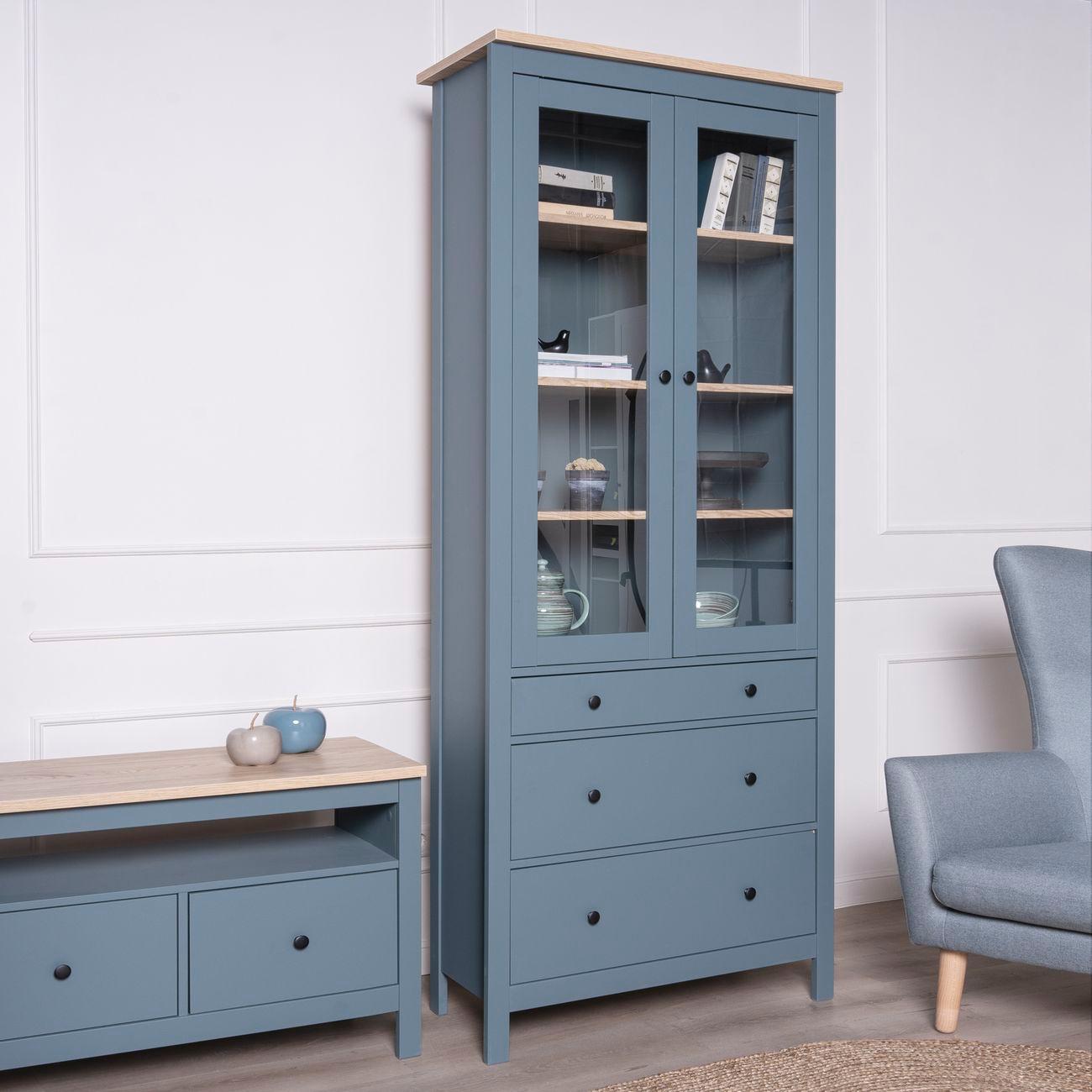 Шкаф Гуд Лакк 2.08.07.130.16 САГА 90 темно-бирюзовый/ясень