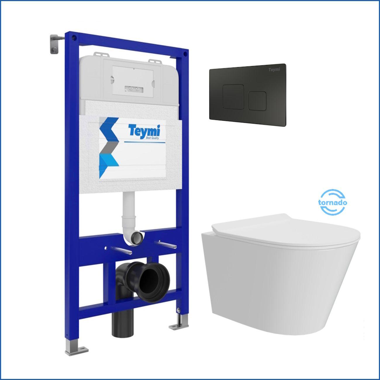 Комплекты для монтажа унитаза Teymi Solli Pro Vortex кнопка черная F16321
