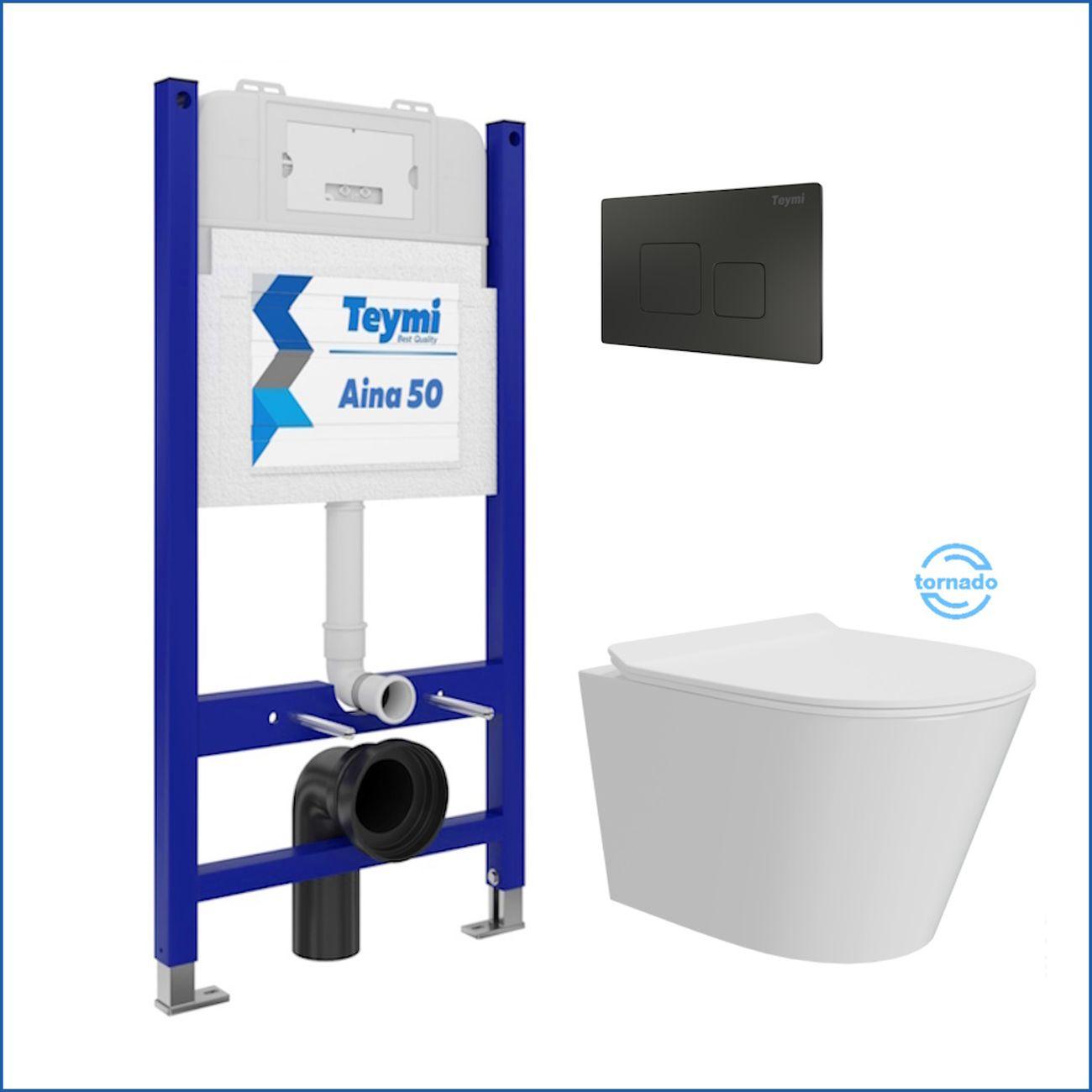 Комплекты для монтажа унитаза Teymi Solli Pro Vortex кнопка черная F16343