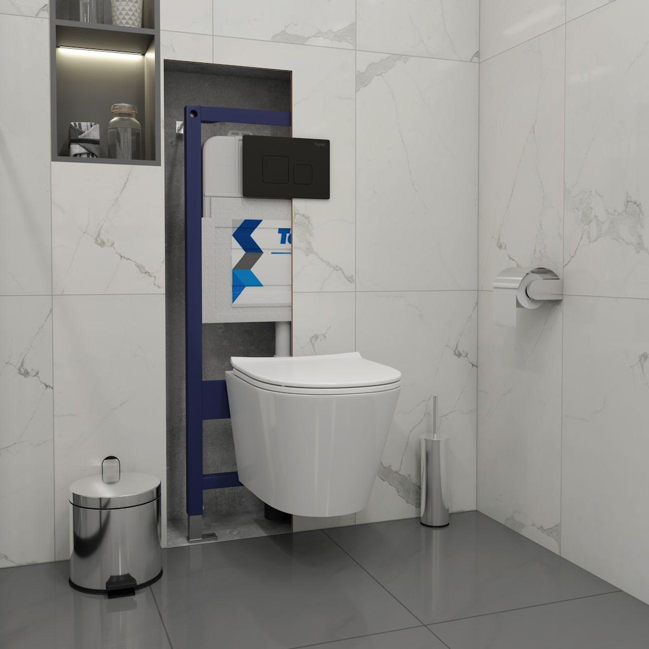 Комплекты для монтажа унитаза Teymi Solli Pro Vortex кнопка черная F16343