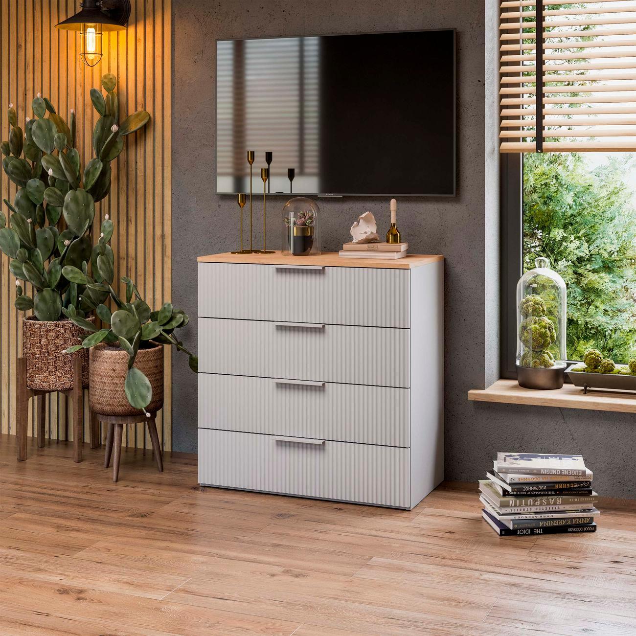 Комод Трия Айрис Белый снег/Дуб крафт золотой 286537