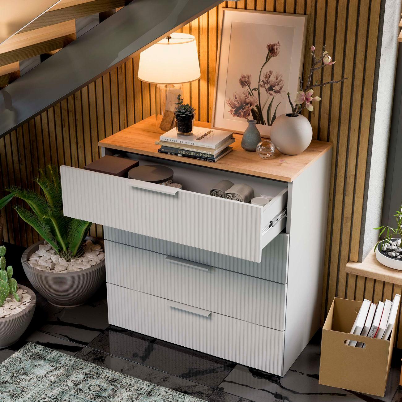 Комод Трия Айрис Белый снег/Дуб крафт золотой 286537