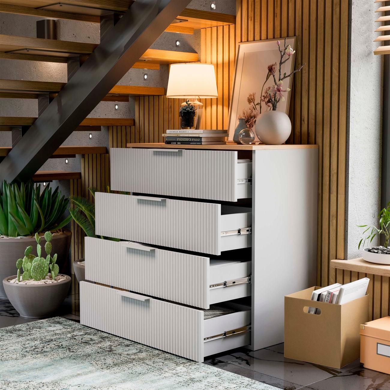 Комод Трия Айрис Белый снег/Дуб крафт золотой 286537