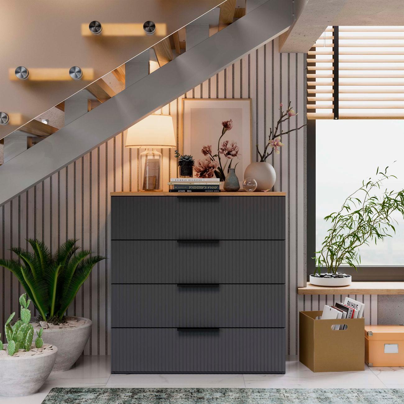 Комод Трия Айрис Графит серый/Дуб крафт золотой 286538