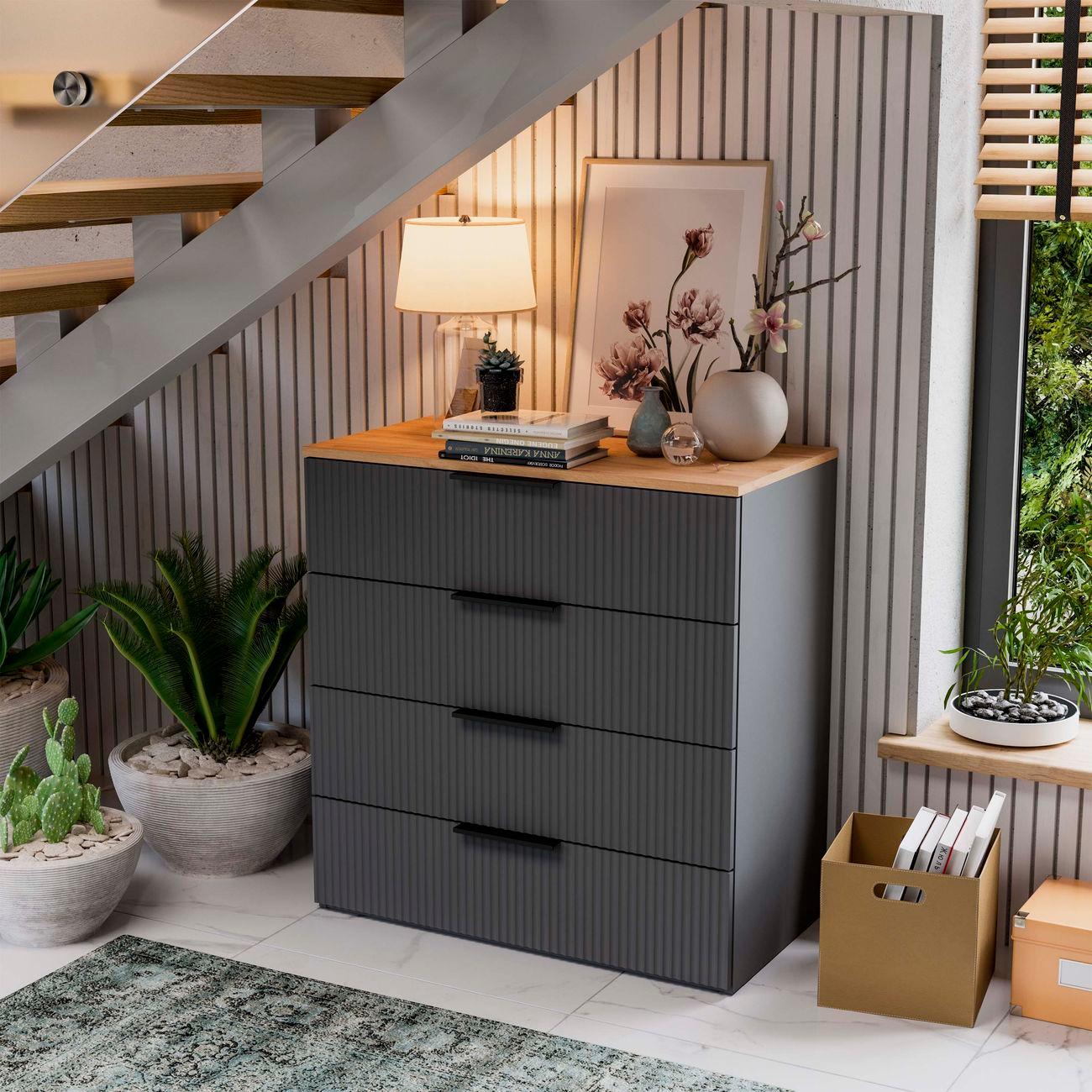 Комод Трия Айрис Графит серый/Дуб крафт золотой 286538