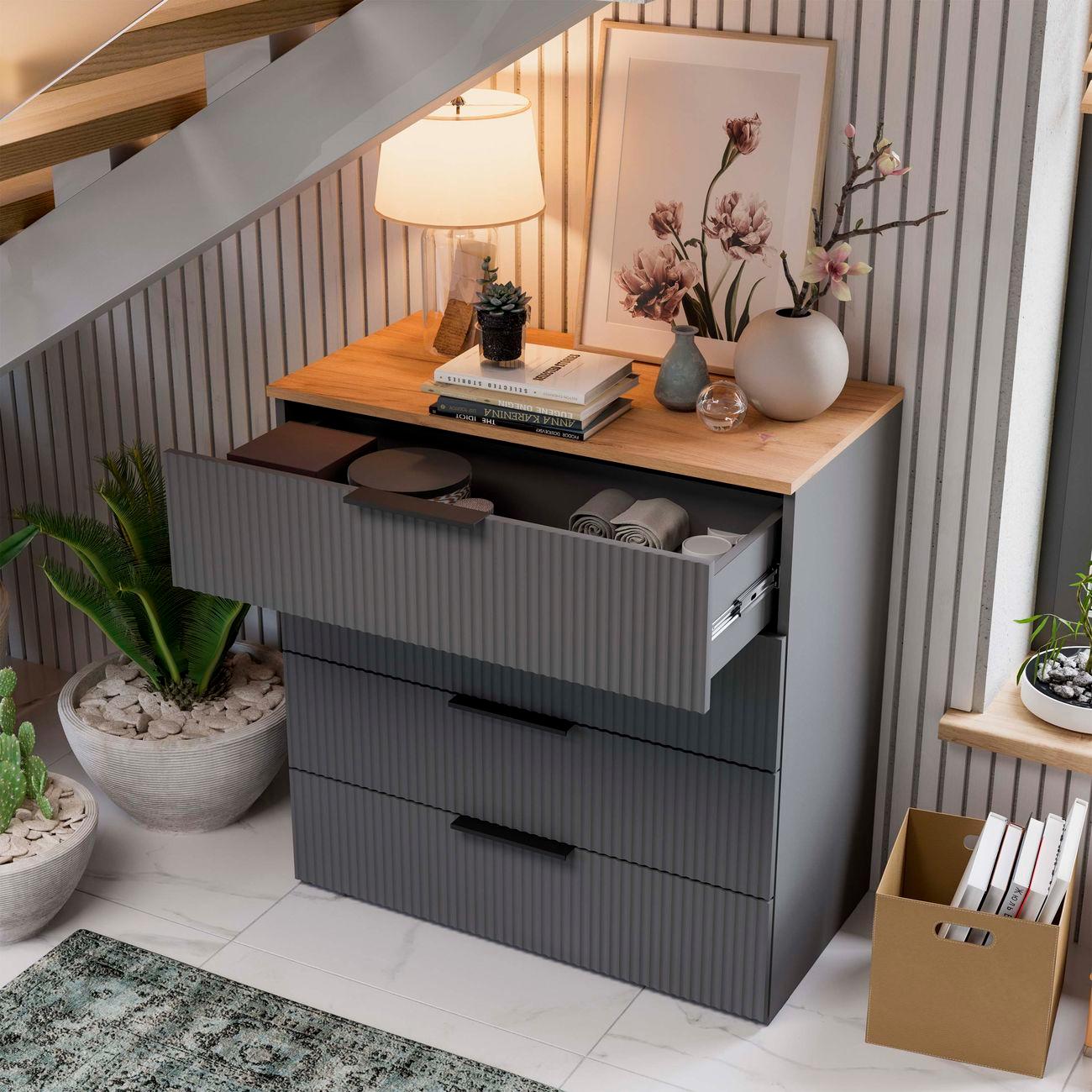 Комод Трия Айрис Графит серый/Дуб крафт золотой 286538