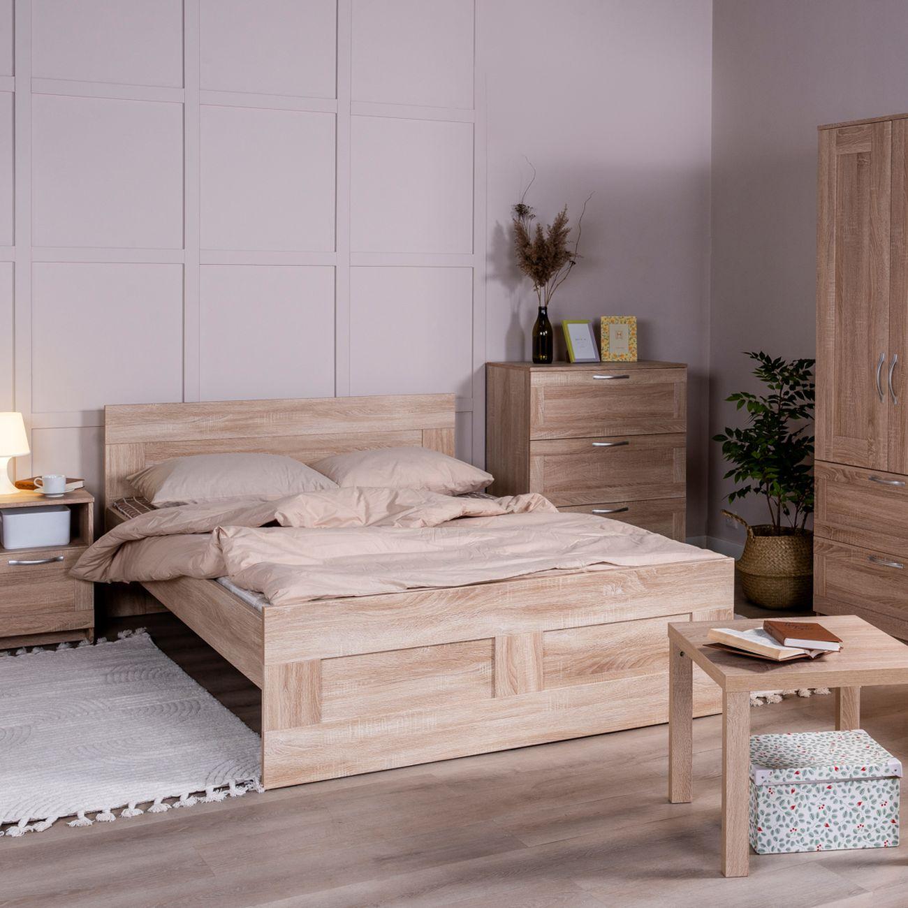 Кровать Гуд Лакк Сириус двойная 140х200 дуб сонома 2.02.04.600.3