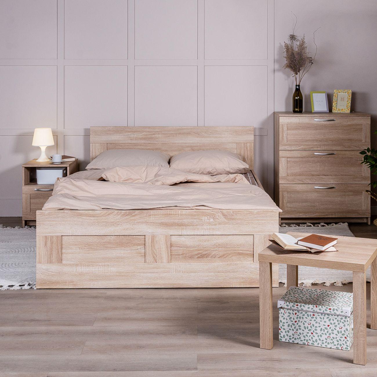 Кровать Гуд Лакк Сириус двойная 140х200 дуб сонома 2.02.04.600.3